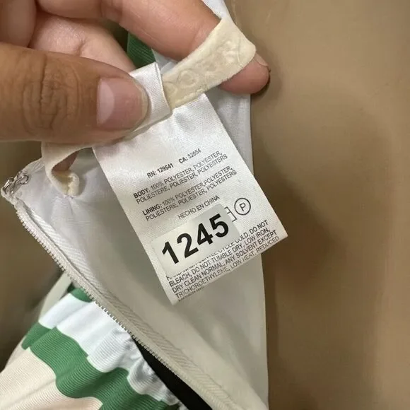 Anthropologie Troubadour Dress Sz 2 Green Stripe Candymint Halter Asymmetric Mid - Picture 9 of 11